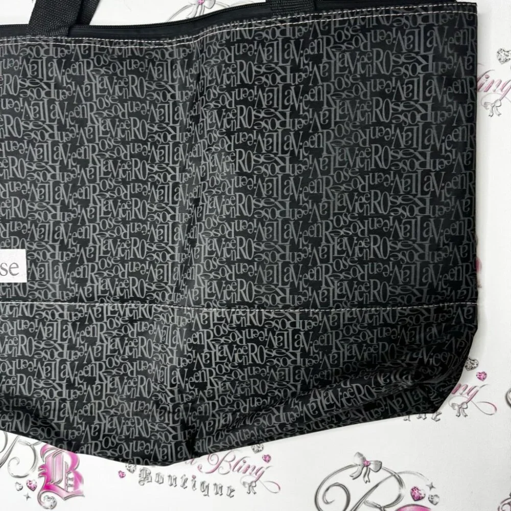 La Vie en Rose Black Tote Bag pink black